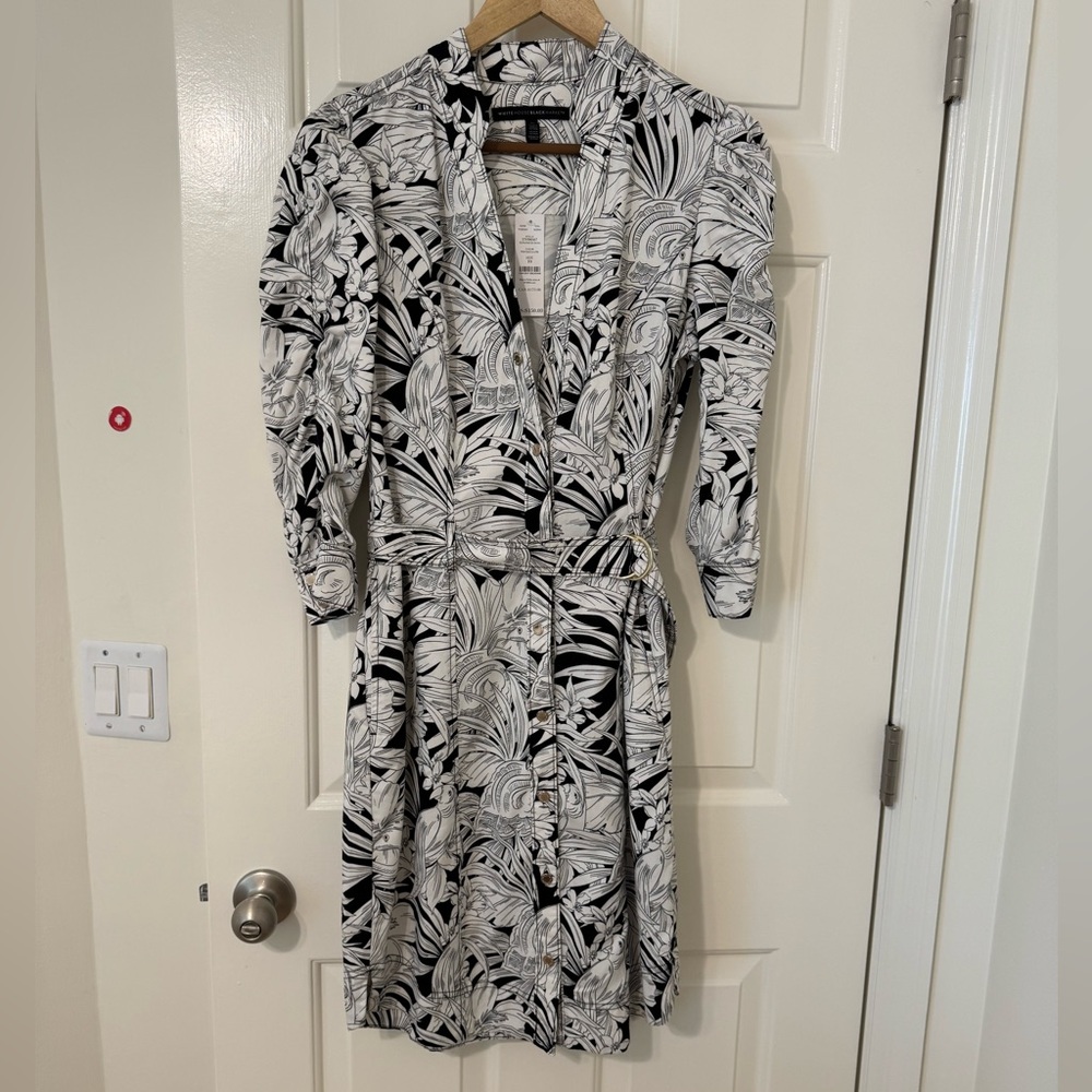 White House Black Market Tropical Print Shirt Dress